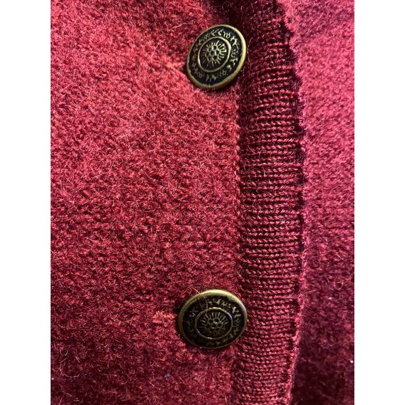 Vintage Tally-Ho Burgandy 100% Wool Button Cardigan Sweater L Womens Office wear - Picture 2 of 11